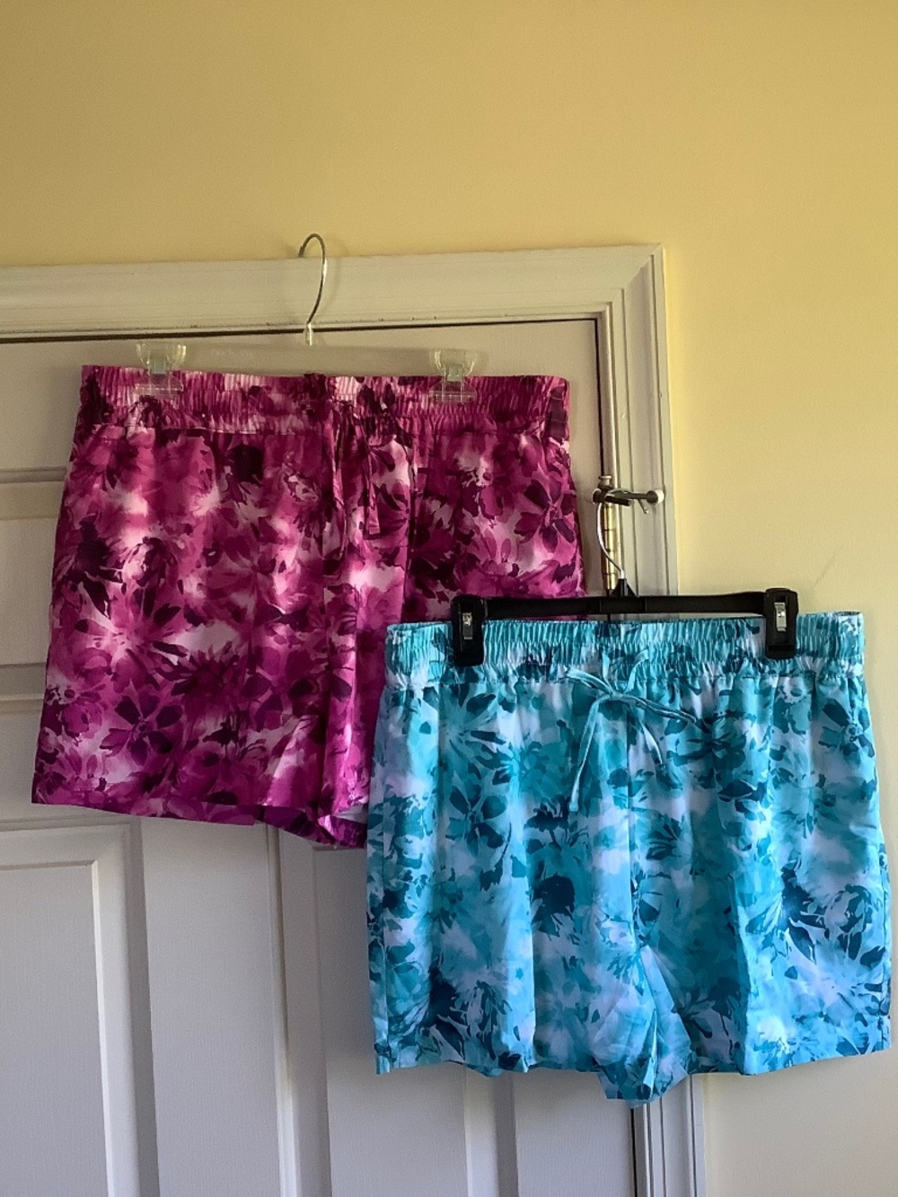 Denim & Co. Bundle 2 Beach Quick Dry Shorts with Attached Brief Berry Aqua SZ 14